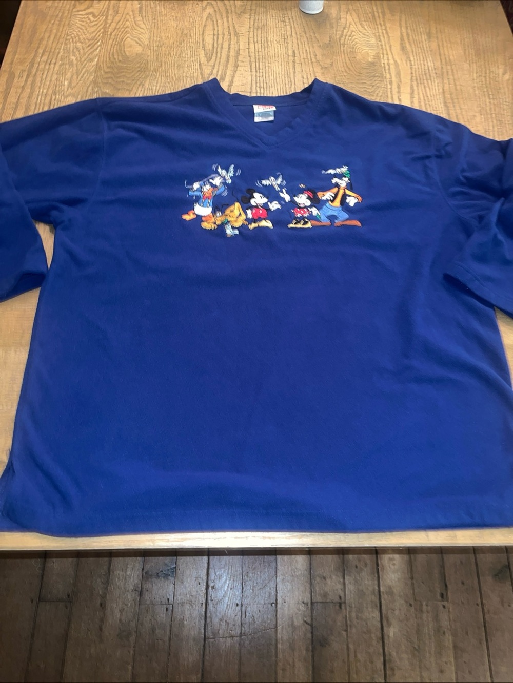 Vintage 90s Disney Store Fleece Sweatshirt Royal Blue Mickey Minnie XL